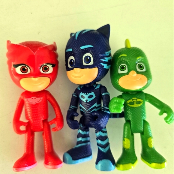 pj masks Other - Just Play/Frog Box: PJ Masks Figures Cat Boy, Gekko, & Owlette 3" Used